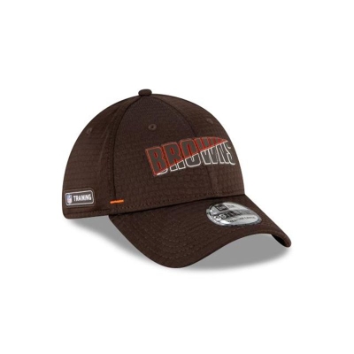 Brown Cleveland Browns Hat - New Era NFL Official Summer Sideline 39THIRTY Stretch Fit Caps USA6795480